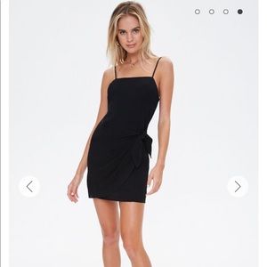 Cami self-tie overlay black dress, size M